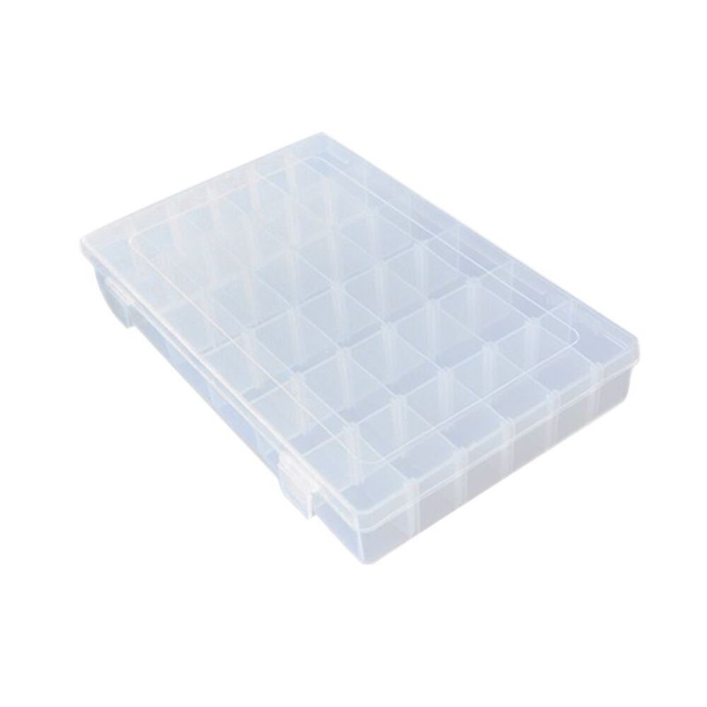 Plastic Travel 36 Slots Adjustable Jewelry Rings Storage Box Clear